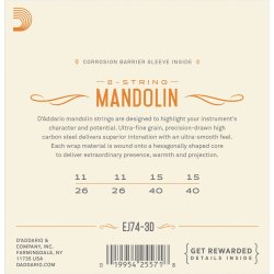 D'Addario EJ74-3D, 011-040 3-pack Mandolin Phosphor Bronze